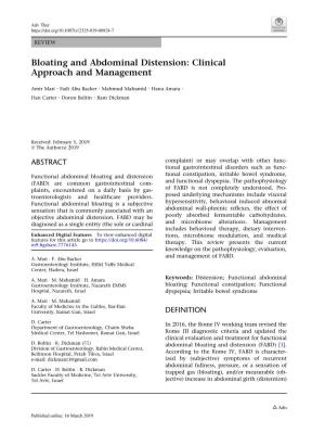 Bloating and Abdominal Distension: Clinical Approach and Management