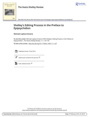 Shelley's Editing Process in the Preface to &lt;I&gt;Epipsychidion&lt;/I&gt;
