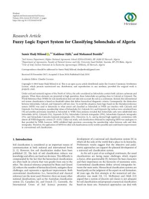 Fuzzy Logic Expert System for Classifying Solonchaks of Algeria
