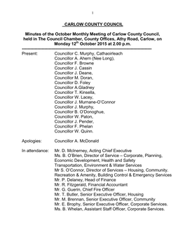 Minutes Carlow County Council October 2015