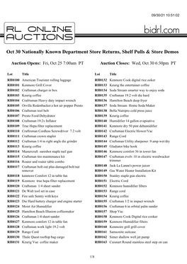 Oct 30 Nationally Known Department Store Returns, Shelf Pulls & Store Demos