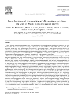 Identification and Enumeration of Alexandrium Spp. from the Gulf Of