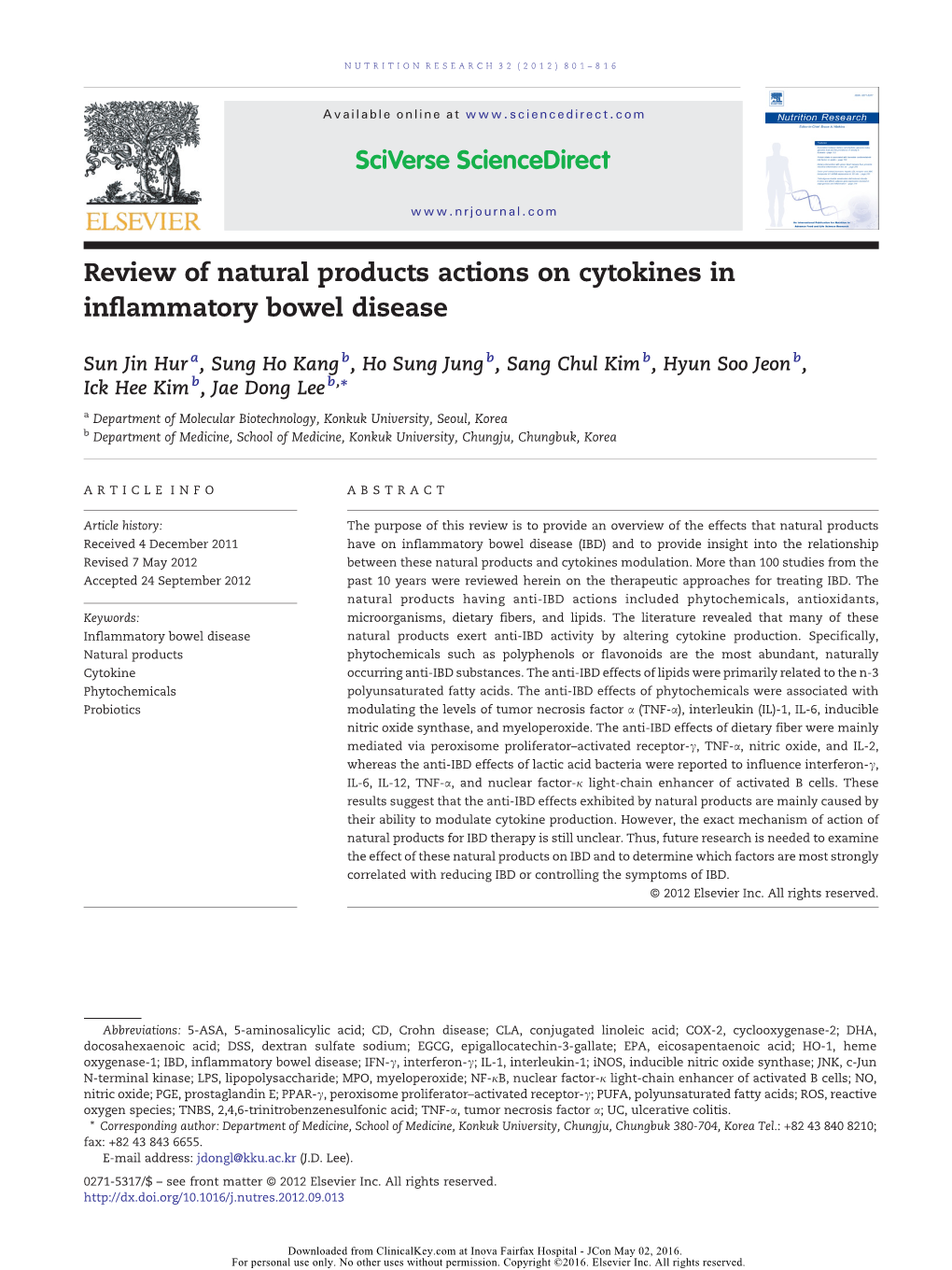 Review of Natural Products Actions on Cytokines in Inflammatory Bowel Disease