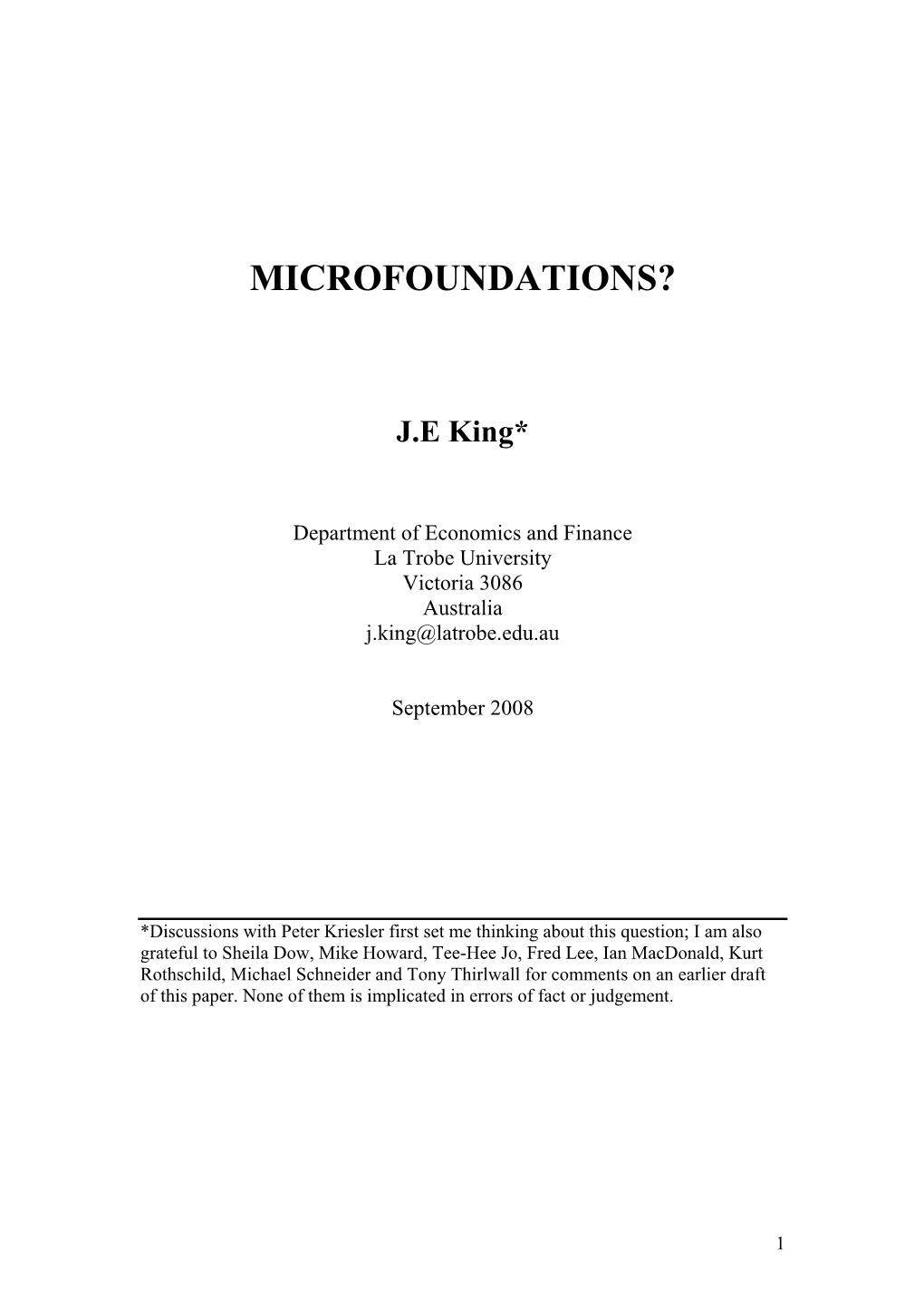 Microfoundations?