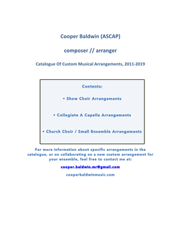 Cooper Baldwin (ASCAP) Composer // Arranger
