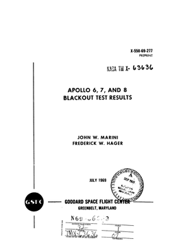 APOLLO 6,7, and a BLACKOUT TEST RESULTS