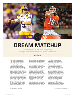 DREAM MATCHUP LSU-Clemson Is the Epic Title Game College Football Deserves for Its 150Th Season