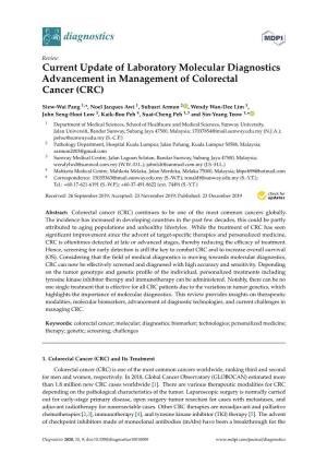 Current Update of Laboratory Molecular Diagnostics Advancement in Management of Colorectal Cancer (CRC)