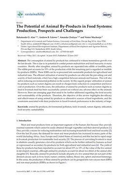 The Potential of Animal By-Products in Food Systems: Production, Prospects and Challenges