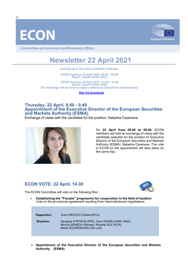 Newsletter 22 April 2021