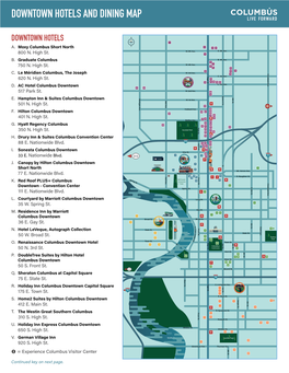 Downtown Hotels and Dining Map