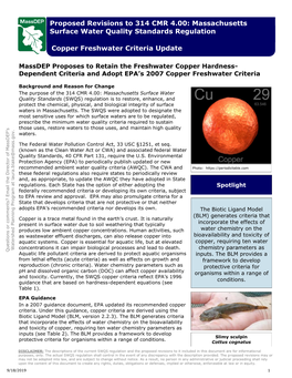 Copper Freshwater Criteria Update