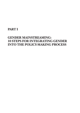 10 Steps to Mainstreaming Gender in Policy and Decision Making Process