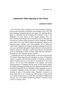 Indochina's Slow Opening to the Future