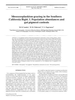 Mesozooplankton Grazing in the Southern California Bight. I