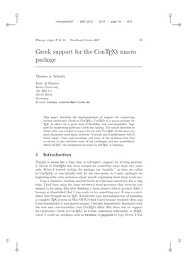 Greek Support for the Context Macro Package