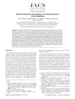 Selective Methylative Homologation: an Alternate Route to Alkane Upgrading John E