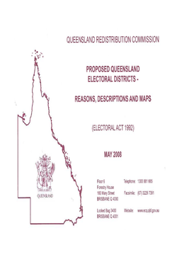 Proposed Queensland Electoral Districts –