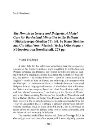 The Pomaks in Greece and Bulgaria: a Model Case for Borderland Minorities in the Balkans (Südosteuropa-Studien 73)