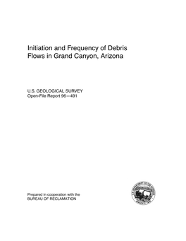 Initiation and Frequency of Debris Flows in Grand Canyon, Arizona