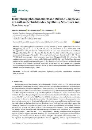 Bis(Diphenylphosphino)Methane Dioxide Complexes of Lanthanide Trichlorides: Synthesis, Structures and † Spectroscopy