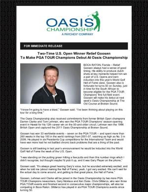 Two-Time U.S. Open Winner Retief Goosen to Make PGA TOUR Champions Debut at Oasis Championship