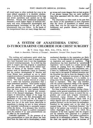D-TUBOCURARINE CHLORIDE for CHEST SURGERY by T