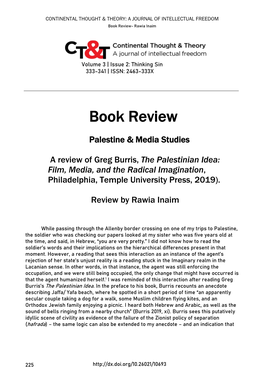 Review of Greg Burris, the Palestinian Idea: Film, Media, and the Radical Imagination, Philadelphia, Temple University Press, 2019)