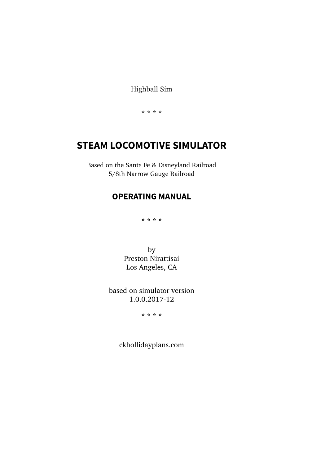 Steam Simulator Operating Manual