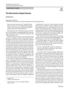 The Klein Bottle of Digital Identity