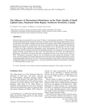 The Influence of Thermokarst Disturbance on the Water Quality Of