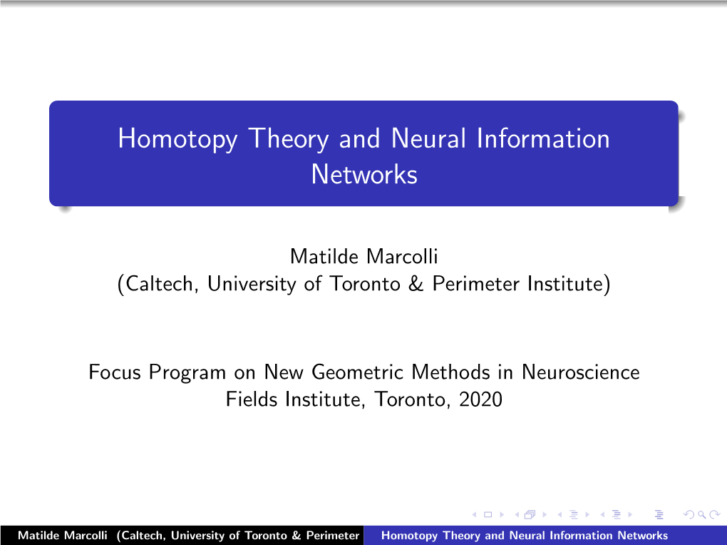 Homotopy Theory and Neural Information Networks