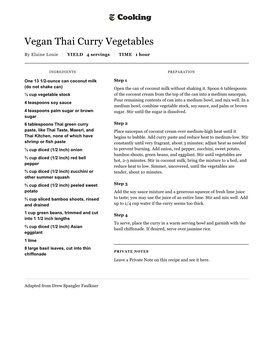 Vegan Thai Curry Vegetables