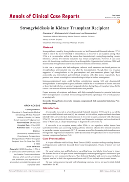 Strongyloidiasis in Kidney Transplant Recipient