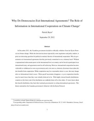 Why Do Democracies Exit International Agreements? the Role Of