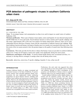 PCR Detection of Pathogenic Viruses in Southern California Urban Rivers
