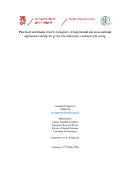 Perceived Sentiments Towards Foreigners: a Longitudinal and Cross-National Approach to Immigrant Group Size and Populist Radical Right Voting