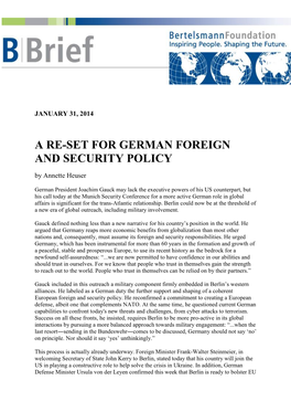 A RE-SET for GERMAN FOREIGN and SECURITY POLICY by Annette Heuser