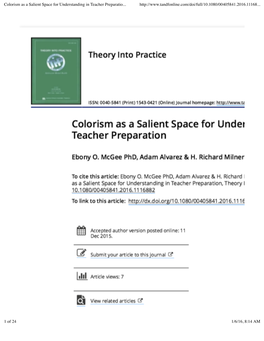 Colorism As a Salient Space for Understanding in Teacher Preparatio