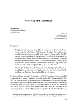 Authorship of the Pentateuch