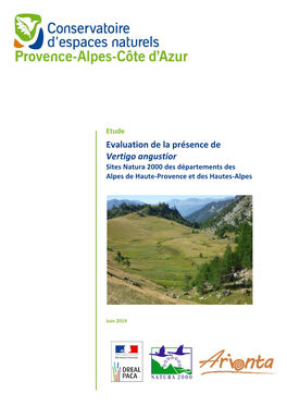 Evaluation De La Présence De Vertigo Angustior Sites Natura 2000 Des Départements Des Alpes De Haute-Provence Et Des Hautes-Alpes
