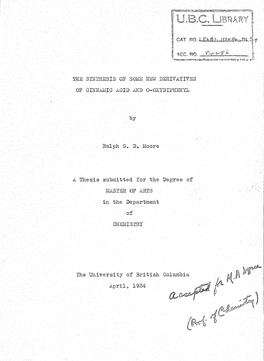 THE SYNTHESIS OP Soivie HEW DERIVATIVES of COTAMIG AGID AO O-QXYDIPHEKYL