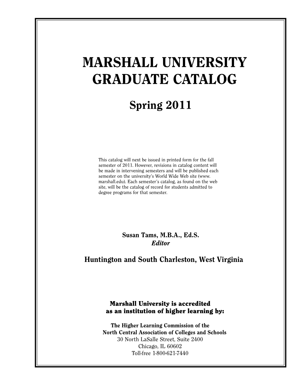 Marshall University Graduate Catalog