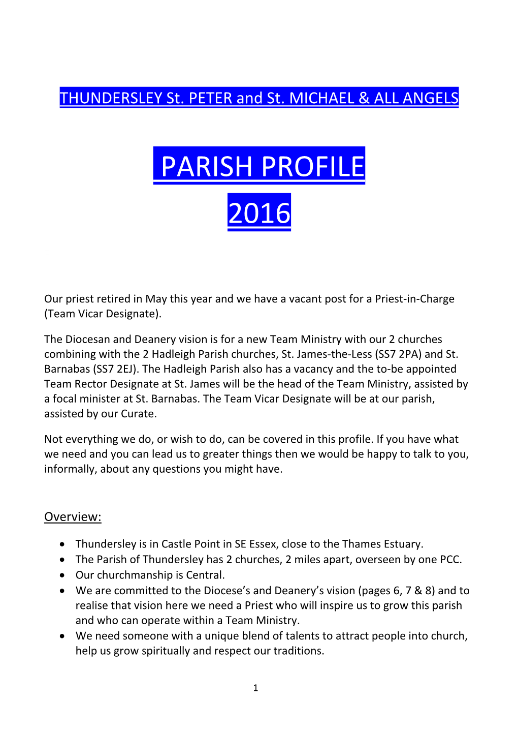 Parish Profile 2016