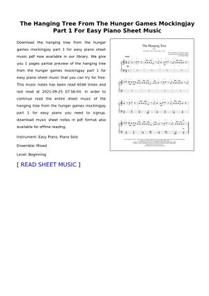 The Hanging Tree from the Hunger Games Mockingjay Part 1 for Easy Piano Sheet Music
