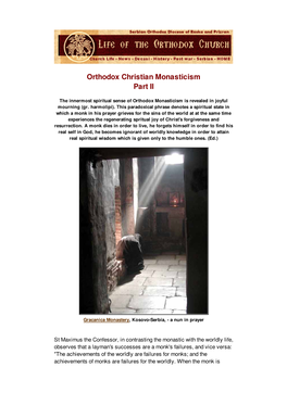 Orthodox Christian Monasticism Part II