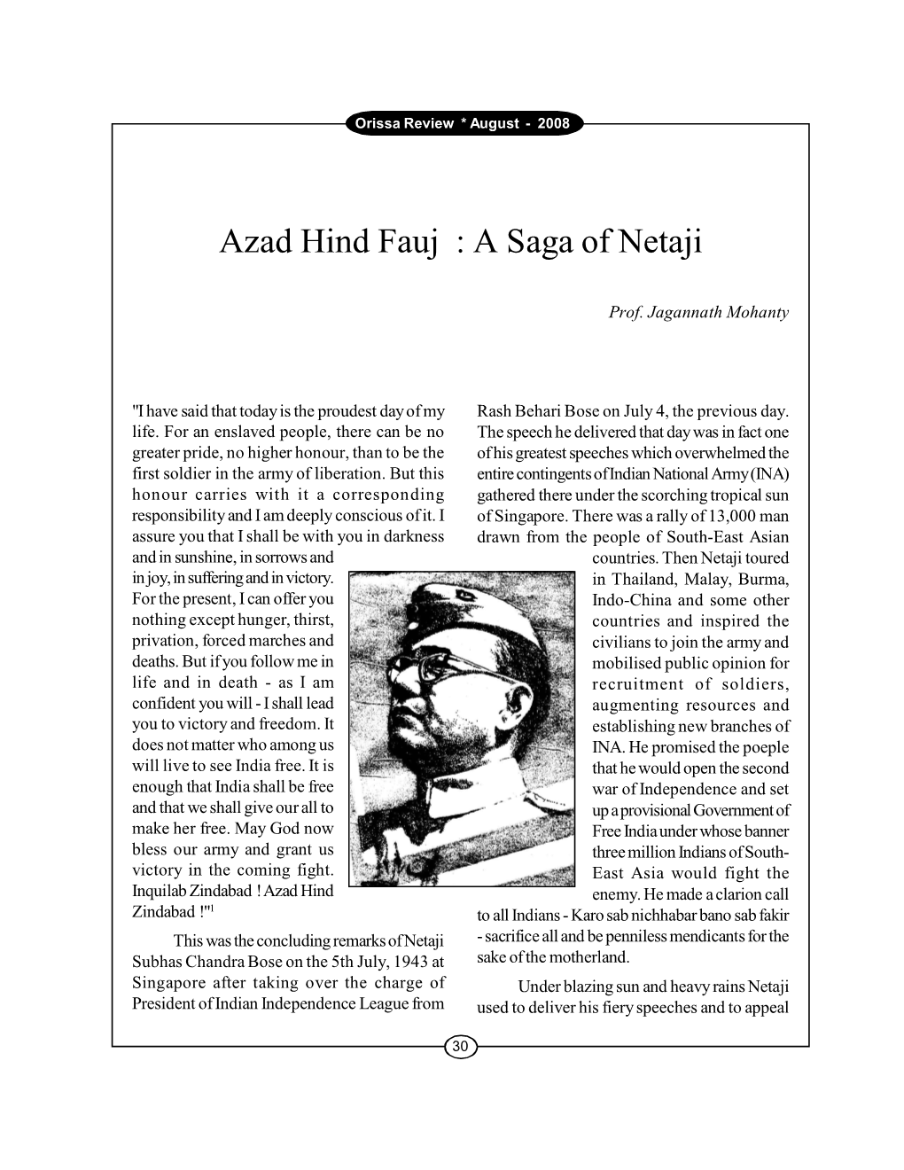 Azad Hind Fauj : a Saga of Netaji