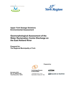 Geomorphological Assessment of the Water Reclamation Centre Discharge on the East Holland River