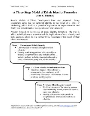 A Three-Stage Model of Ethnic Identity Formation Jean S