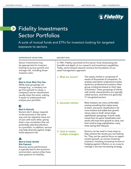 Fidelity Investments Sector Portfolios a Suite of Mutual Funds and Etfs for Investors Looking for Targeted Exposure to Sectors